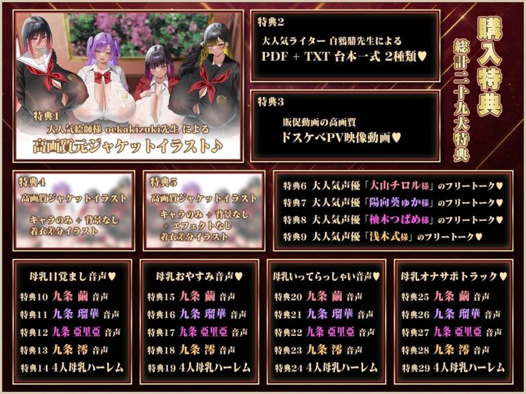 【9時間×4姉妹JK×名家お嬢様×母乳ハーレム】〜「孕」九条家の雌たち〜 顧問家庭教師のボクと…その肉欲「子種」を貪りし…4人のドスケべ爆乳姉妹たち♪ 公式サンプル 8