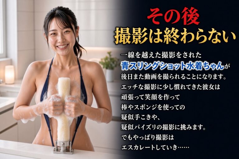 セクシーな水着撮影だったはずなのに…… 新人グラビアアイドルが裏切られ、ポルノ動画を撮られ、淫語まじりの恥ずかしい宣伝文句を言わされるまで 青スリングショット水着ちゃん篇 公式サンプル 5